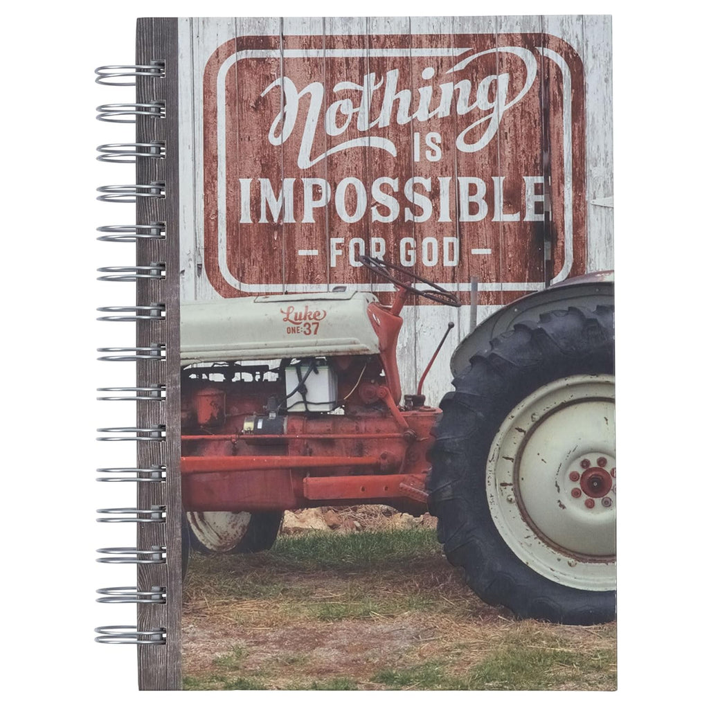 Christian Art Gifts Red Journal W/Scripture Nothing Is Impossible Large Bible Verse Notebook