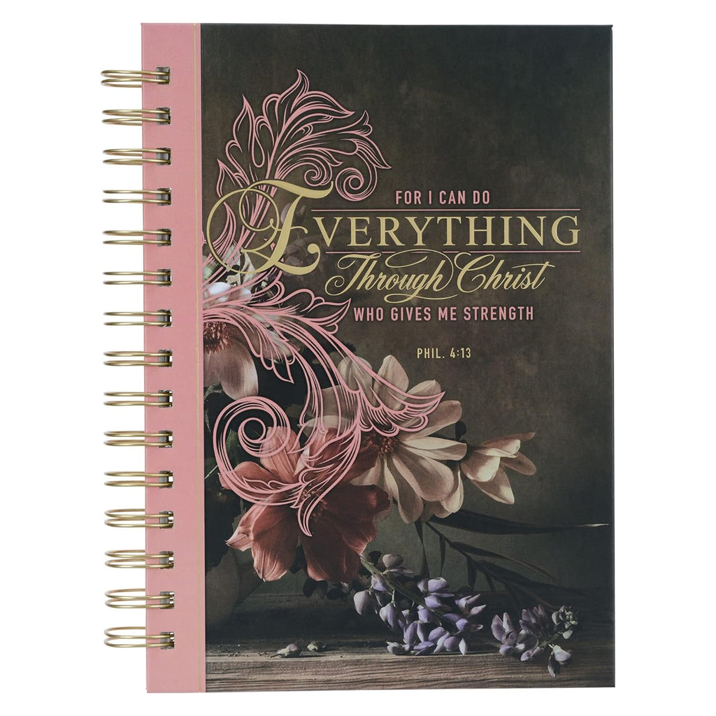 Fluted Iris Pink and Brown Large Wirebound Journal Hardcover