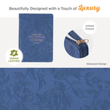 Christian Art Gifts Blue Vegan Leather Zipped Journal, Inspirational Women's Notebook the Lord Will Guide Scripture, Flexible Cover, 336 Ruled Pages, Ribbon Bookmark, Isa. 58:11 Bible Verse Imitation Leather