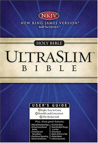 NKJV, Ultraslim Bible, Compact, Bonded Leather, Black, Red Letter Edition:  Compact