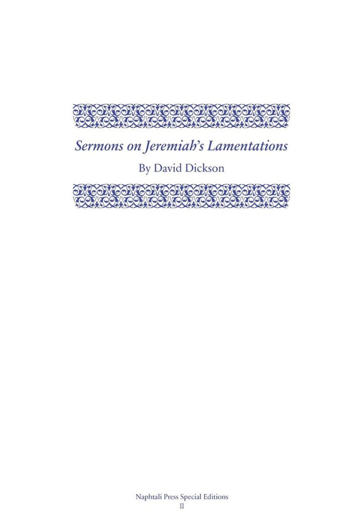 Sermons On Jeremiah's Lamentations